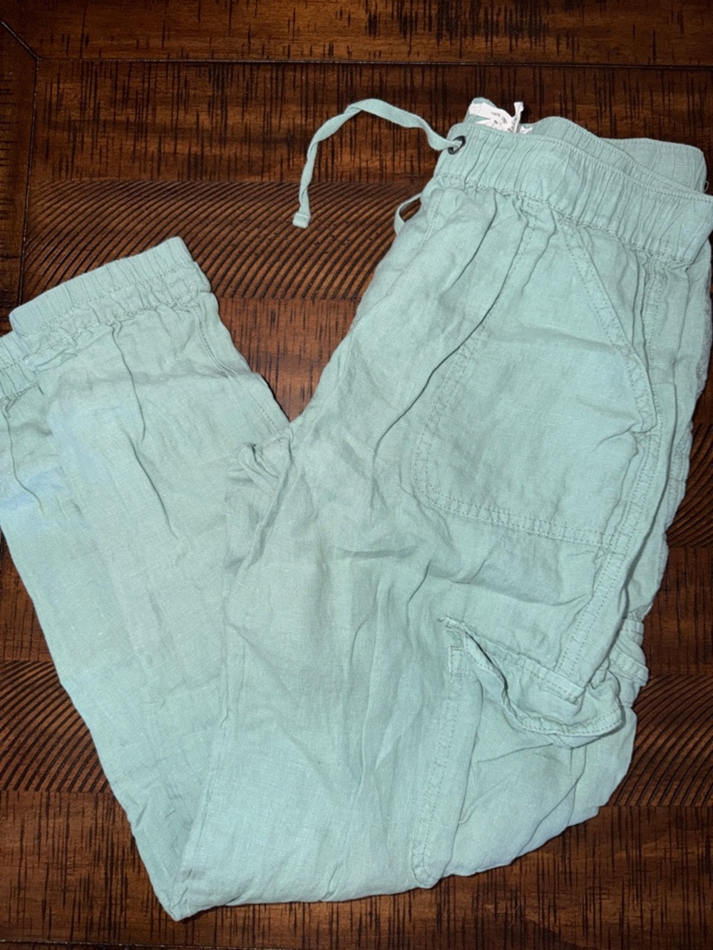 Light Seafoam Green Linen Jogger Pants